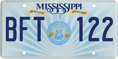 MS license plate BFT122