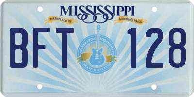 MS license plate BFT128