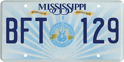 MS license plate BFT129