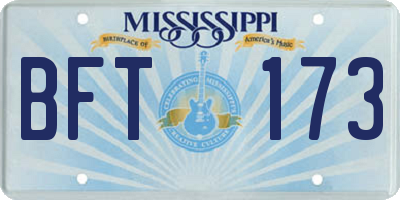 MS license plate BFT173