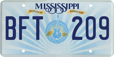 MS license plate BFT209