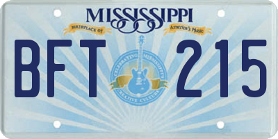 MS license plate BFT215