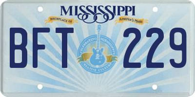 MS license plate BFT229