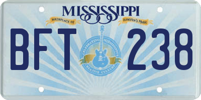 MS license plate BFT238
