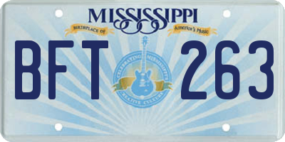 MS license plate BFT263