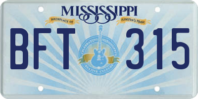 MS license plate BFT315