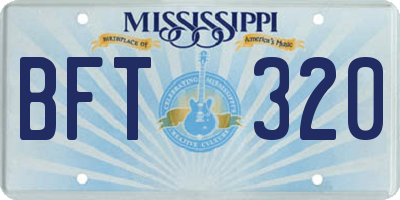 MS license plate BFT320