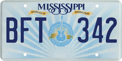 MS license plate BFT342