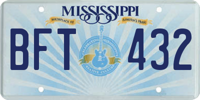MS license plate BFT432