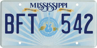 MS license plate BFT542
