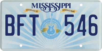 MS license plate BFT546