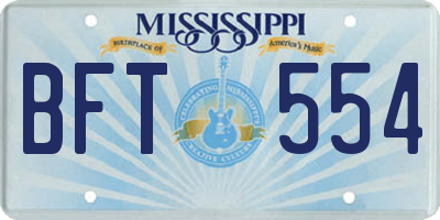 MS license plate BFT554