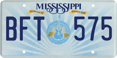 MS license plate BFT575