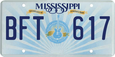 MS license plate BFT617