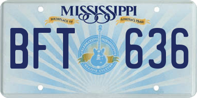 MS license plate BFT636