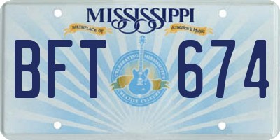 MS license plate BFT674