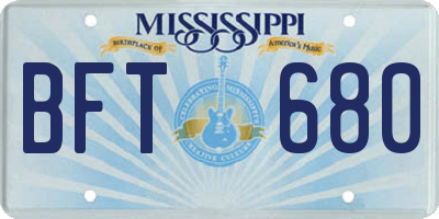 MS license plate BFT680