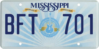 MS license plate BFT701