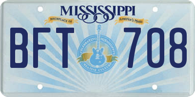 MS license plate BFT708