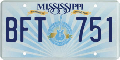 MS license plate BFT751