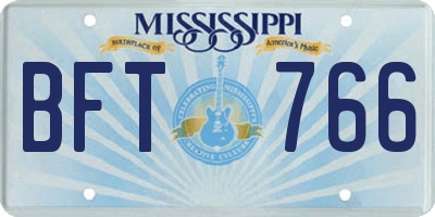 MS license plate BFT766