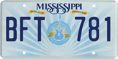 MS license plate BFT781
