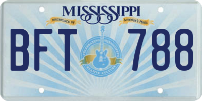 MS license plate BFT788