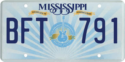 MS license plate BFT791