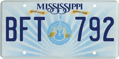 MS license plate BFT792