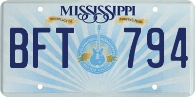 MS license plate BFT794