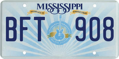 MS license plate BFT908