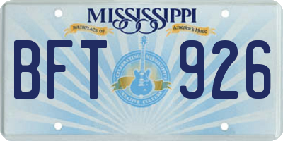 MS license plate BFT926