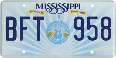 MS license plate BFT958