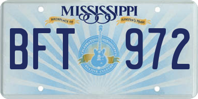 MS license plate BFT972