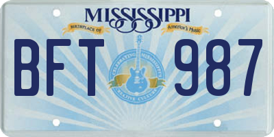 MS license plate BFT987