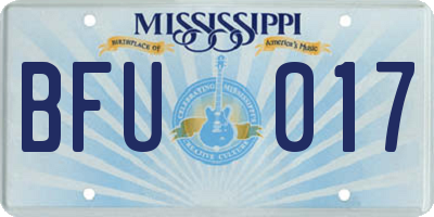 MS license plate BFU017