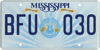 MS license plate BFU030