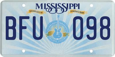 MS license plate BFU098