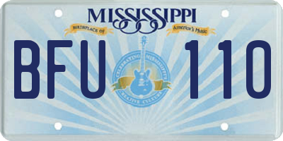 MS license plate BFU110