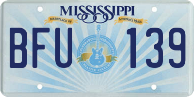 MS license plate BFU139