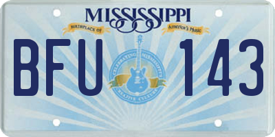 MS license plate BFU143