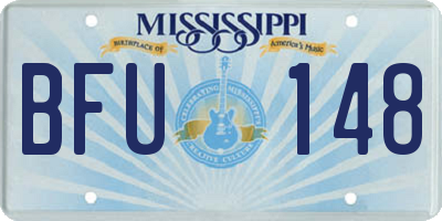 MS license plate BFU148
