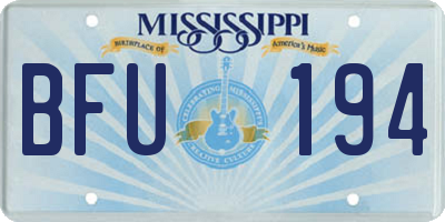 MS license plate BFU194
