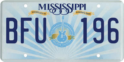 MS license plate BFU196