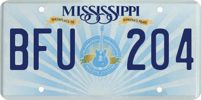 MS license plate BFU204