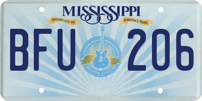MS license plate BFU206
