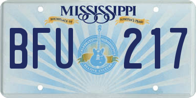 MS license plate BFU217