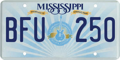 MS license plate BFU250