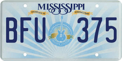 MS license plate BFU375