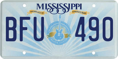 MS license plate BFU490